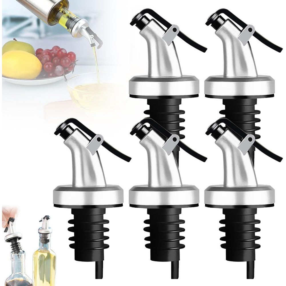 จุกเทน้ำมันและซอสแบบกันรั่ว Pourer Spout พร้อม Stopper สำหรับขวดเครื่องปรุง