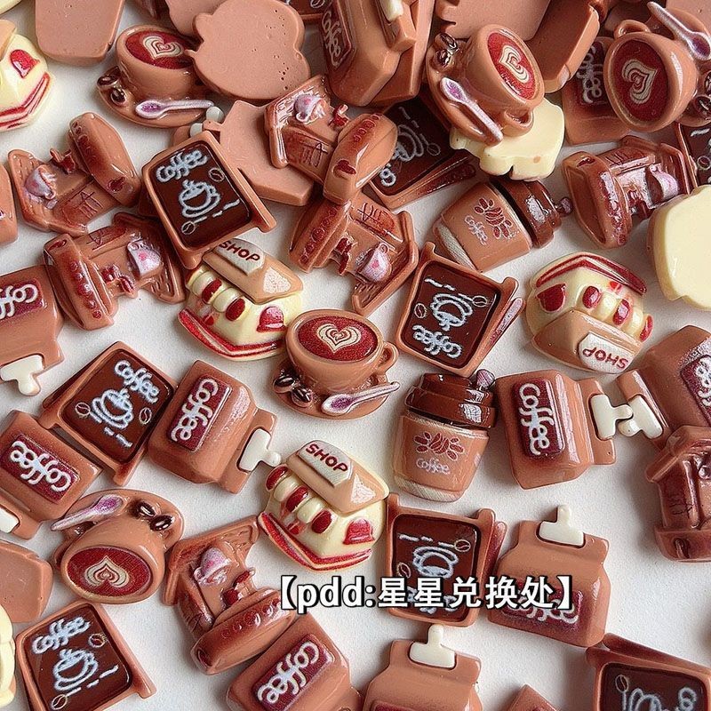 อุปกรณ์ตกแต่งถ้วยกาแฟแฮนด์เมดเรซิน 3D สินค้าสำเร็จรูป กิ๊บติดตู้เย็น