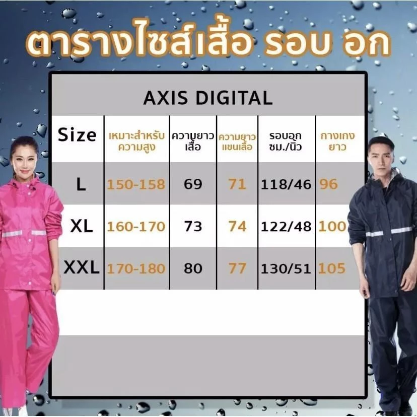 KAISER ชุดกันฝน เสื้อ+กางเกง แถบสะท้อนแสง หมวกติดเสื้อ thumbnail 6