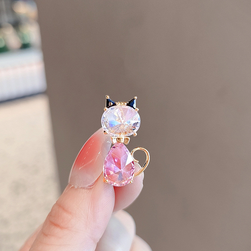เข็มกลัดแมวสีชมพูน่ารัก พรีเมียม อุปกรณ์เสริมความงาม เหมาะสำหรับเป็นของขวัญสุภาพสตรี