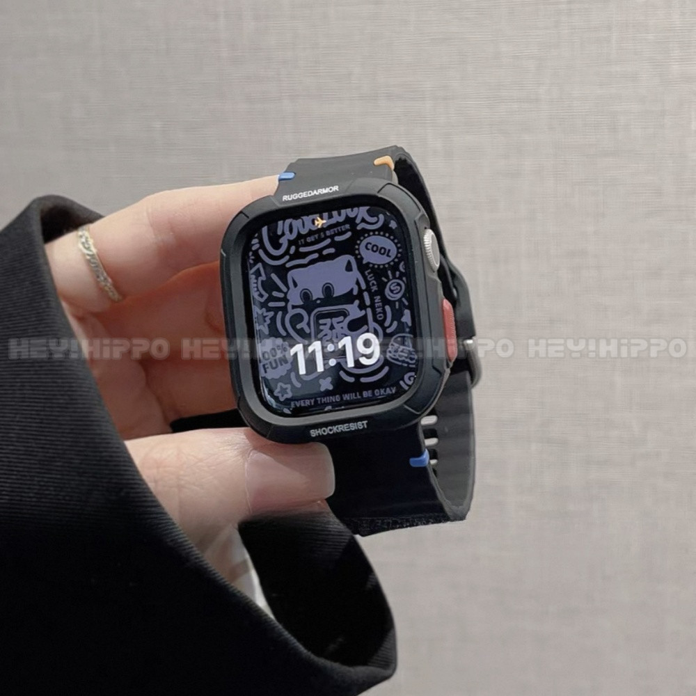 สายรัดซิลิโคนคลื่น+เคสป้องกันเหมาะสําหรับ ฉันดู 10/9/8/7/5/4/กับ ชุดสายรัดเหมาะสําหรับสมาร์ทวอทช์ 49/46/45/44/42/41/40/438มม - รูปที่ 4