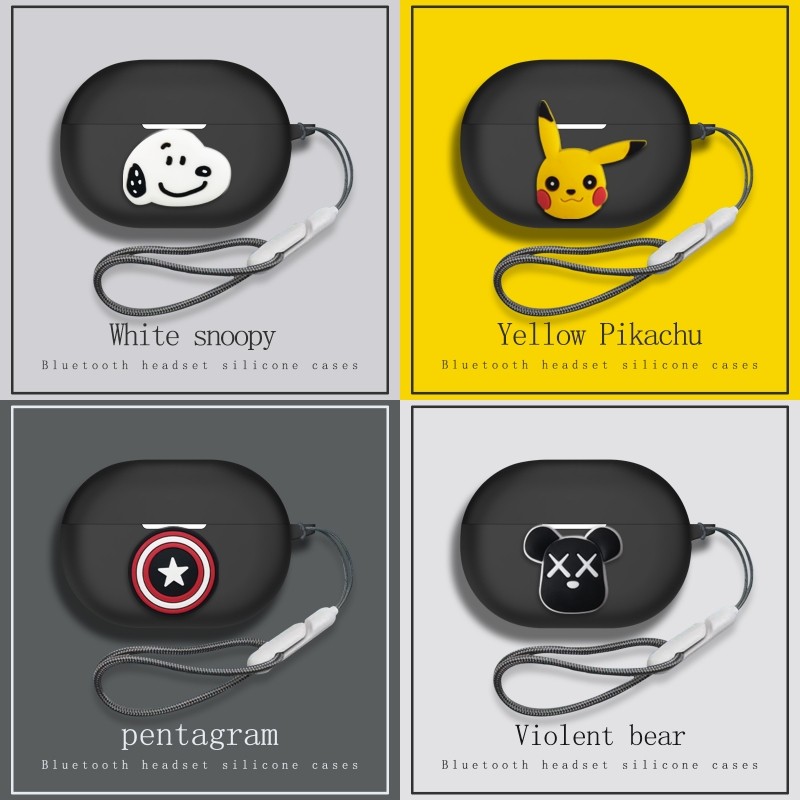 for QCY Crossky C50 C30 C30S Case Protective Silicone Cute Cartoon Covers Wireless Earbuds Shell TWS