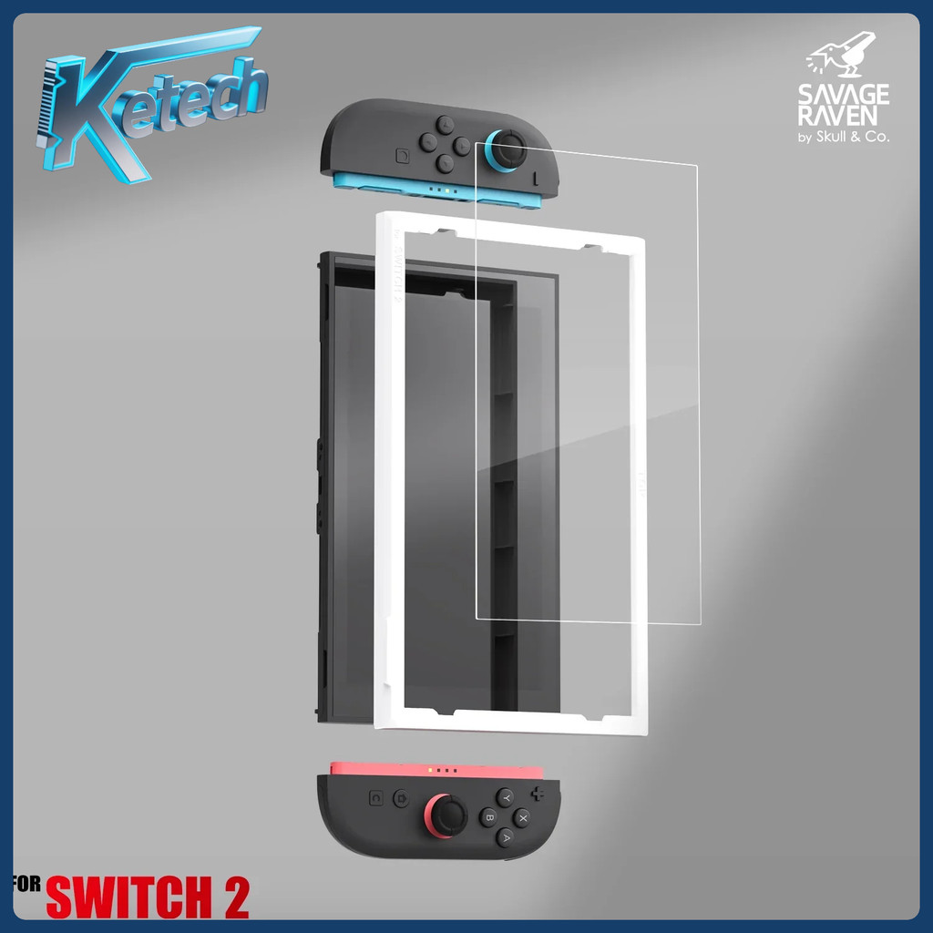 Savage Raven โดย Skull & Co. ป้องกันหน้าจอฟิล์มกระจกนิรภัยพร้อม Zero Dust EZ-fiting Kit สําหรับ Nintendo Switch 2 (2 แพ็ค) ราคาถูก Shopee Lazada