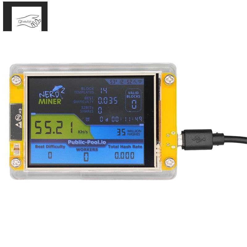 [qianaizi]Bitcoin Nerd Miner V2 55-56KH/S จอแสดงผล 2.8 นิ้ว BTC Nerdminer สมาร์ทจอแสดงผล LCD Crypto 
