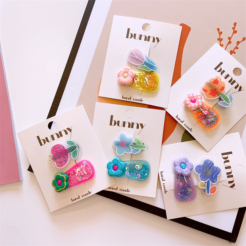 กิ๊บติดผมดอกไม้น่ารัก สำหรับเด็กผู้หญิง 2 ชิ้น | เครื่องประดับผมสีสันสดใส ราคา ถูกที่สุด ดีลบีเคเค แกลเลอรีภาพที่ 2