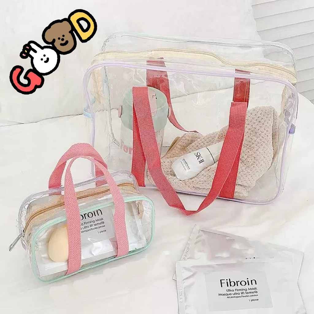 กระเป๋าใส กระเป๋า กระเป๋าเยลลี่ PVC ขนาดใหญ่ กระเป๋าปิกนิก กันน้ำ INS KKHOME
