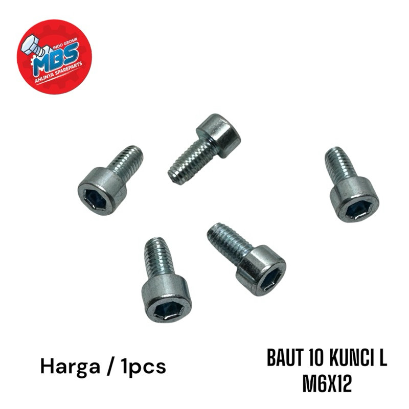 10 SHORT L KEY BOLT 1.2 ซม. M6x12 มม. MOTORCYCLE CAR BOLT