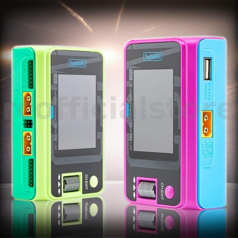 ToolkitRC M6D 500W 15A Dual Channel DC Charger สําหรับหลายแบตเตอรี่ประสิทธิภาพสูง
