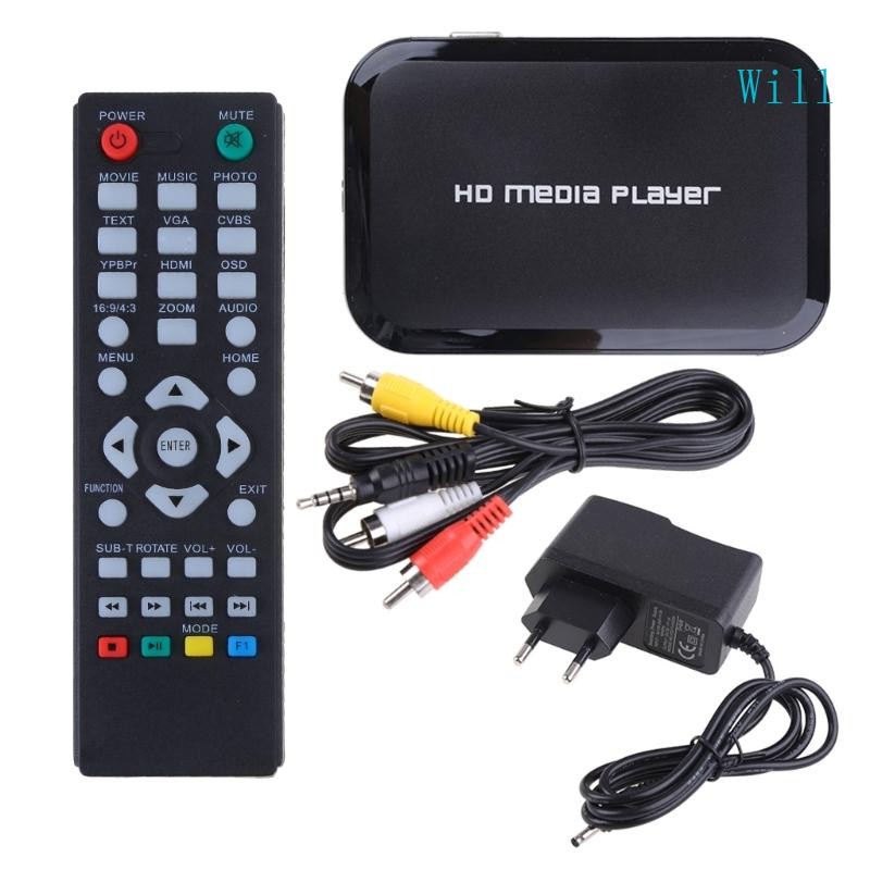 Will Mini 1080p Full-HD Ultra Digital Media Player สําหรับ -MKV RM- HDD USB ไดรฟ์