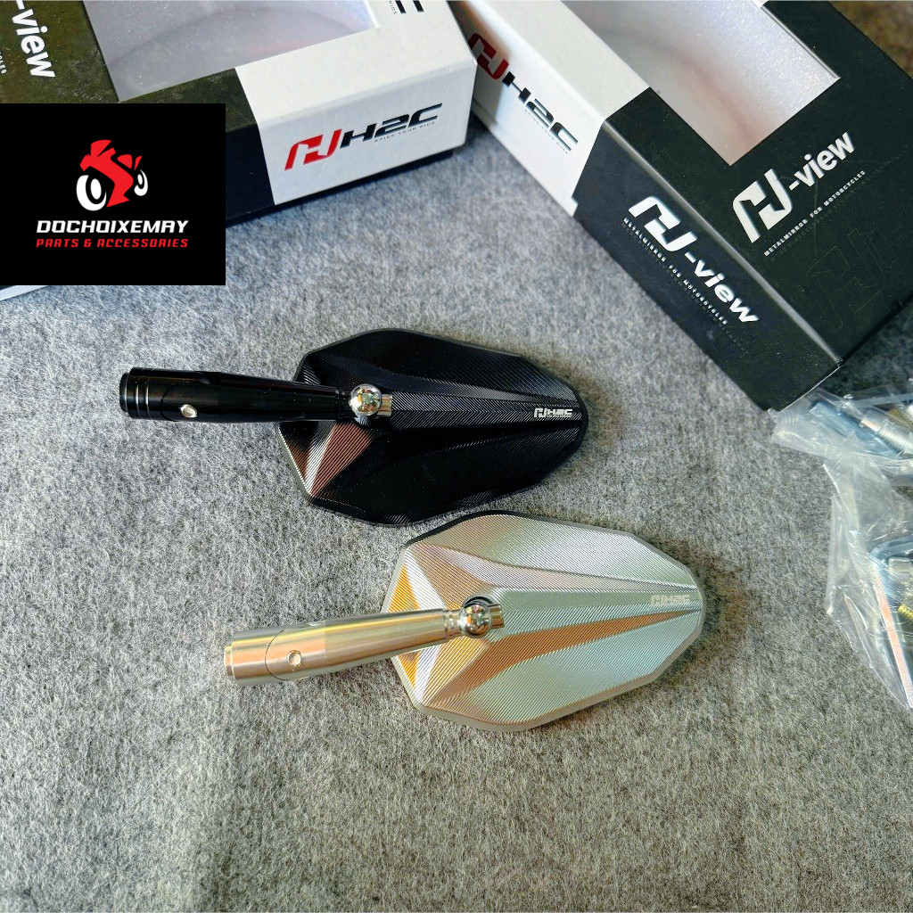 กระจกอลูมิเนียม CNC แท้ H2C H-View V2 เต็มรูปแบบติดตั้งบนรถ DoChoiXeMayShop จํานวนมาก