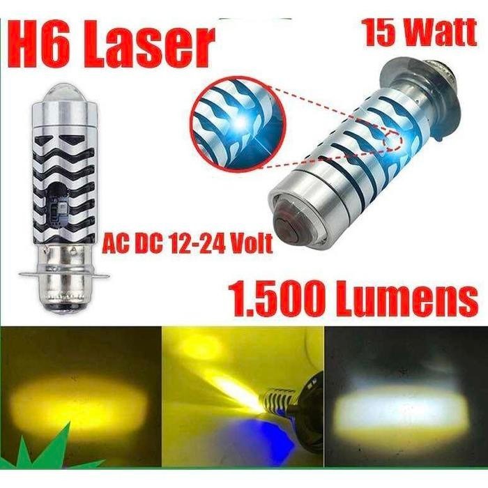 LED Laser Gun ไฟหน้ารถจักรยานยนต์ AC DC Lasergun Hi Lo 2 สี H6 D2 D2AH6R รถ - H6-4841-2 สี