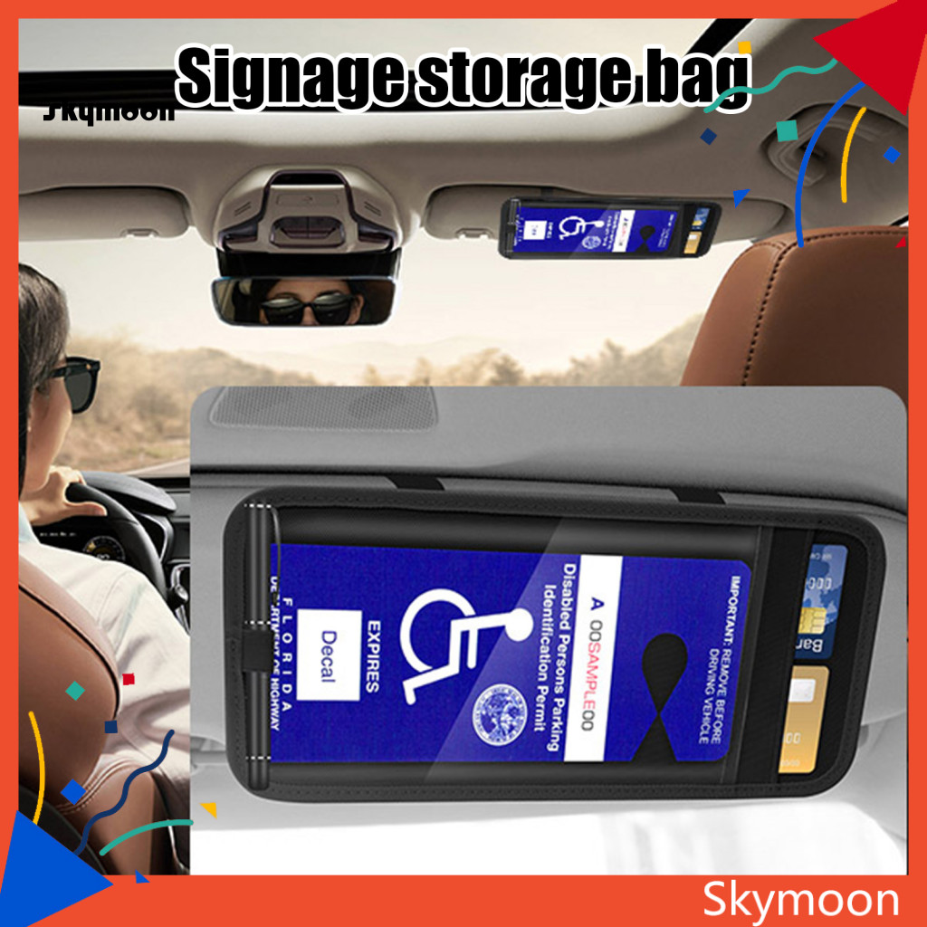 Skym * Sun Visor Placard Storage Bag Handicap Placard Holder Car Visor Holder for Disabled Parking P