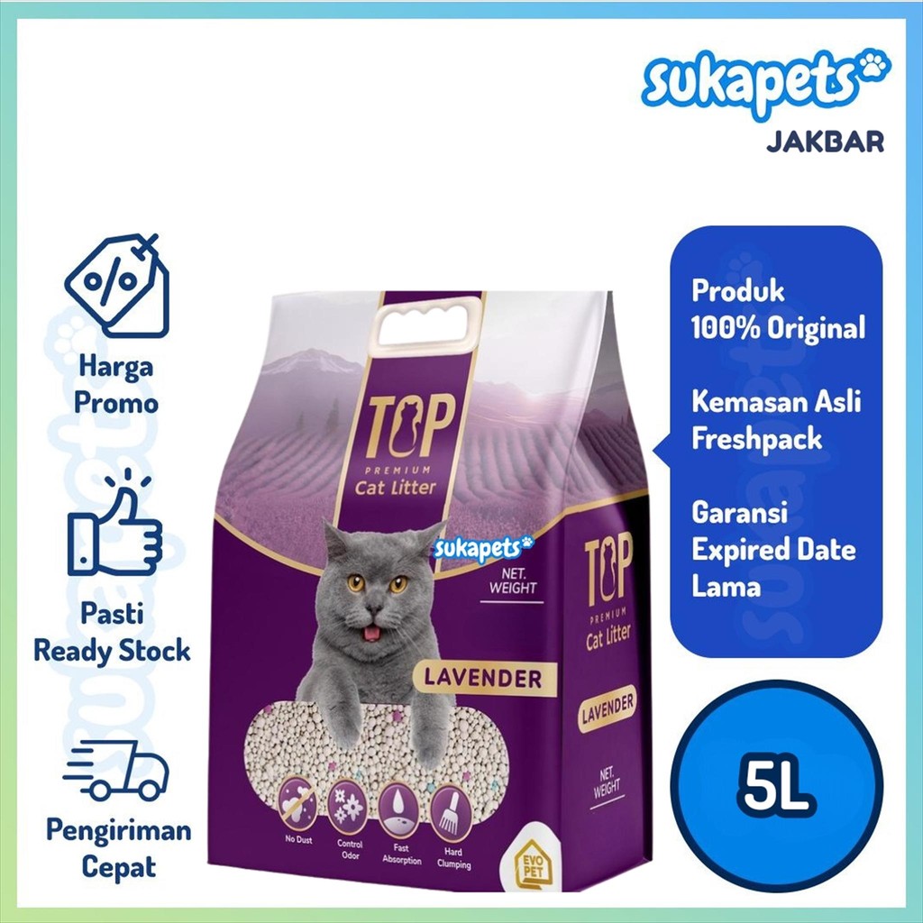 Top Cat Litter Lavender Clumping Cat Litter 5L