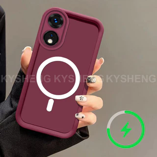 สําหรับ OPPO A17 A17K A18 A38 4G a97 A98 5G เคสโทรศัพท์แม่เหล็กชาร์จ Simple anti drop ถุงลมนิรภัยซิลิโคน TPU soft shell 012