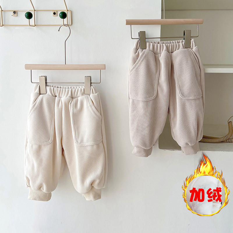 กางเกงขนแกะหนาสำหรับอากาศเย็น เหมาะกับทารกทั้งเพศชายและหญิง ออกแบบมาเพื่อกันลม c