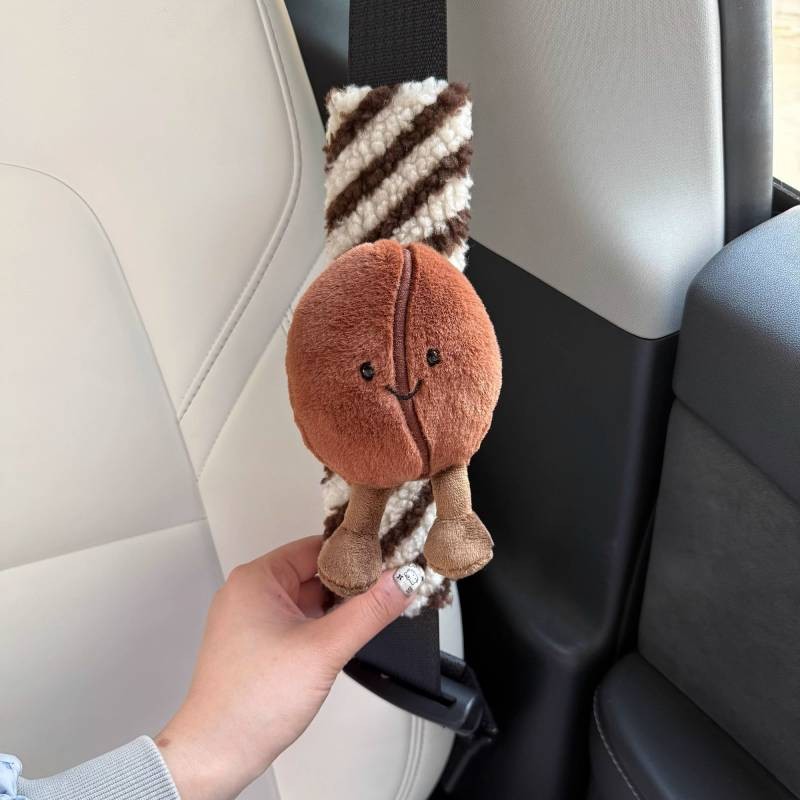 Niche Coffee Beans Safety Belt Shoulder Pad ~ New for Car Ornament Anti-Strangulation Neck Girl Car 