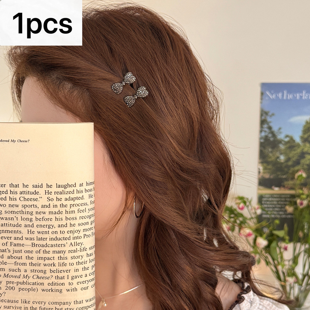 โบว์กิ๊บประดับเพชร ดีไซน์เรียบหรู กิ๊บหนีบผมคุณภาพสูง