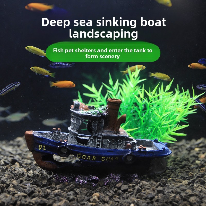 เรือโจรสลัด Aquarium ภูมิทัศน์ถังปลาภูมิทัศน์ตกแต่งเรือ Hiding ตกแต่งบ้านเรือ Hollow เรซิ่นเรือ Sinking เรือ GC