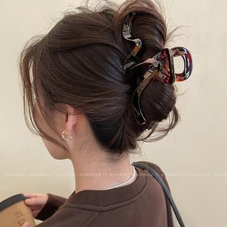 Tortoiseshell Wave Grab Clip Female Large High-End Feel Hair Clip Hair Volume More Shark Clip Back Head Hair Accessories