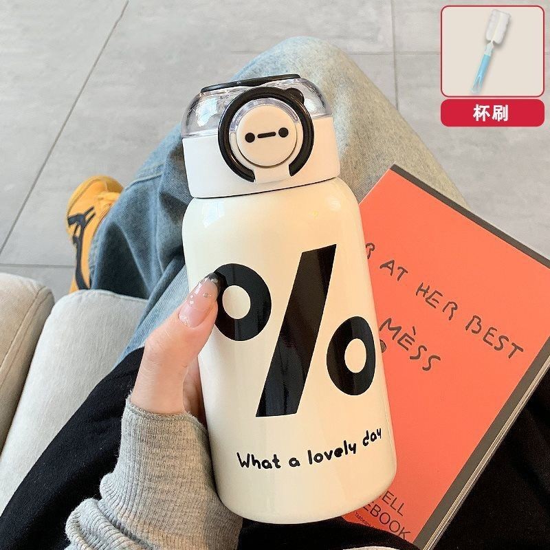 Simple Cute Thermos Cup Student High-value Girl Portable Stainless Steel Large#简约可爱保温杯学生高颜值女生便携不锈钢大#