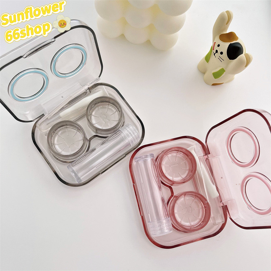 Sunflower66 กล่องใส่คอนแทคเลนส์ ทรงสี่เหลี่ยมผืนผ้า สีสันสดใส พกพาสะดวก (คละสี)
