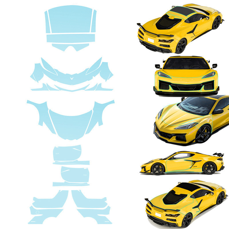 ใช้ได้กับ Corvette C8 Convertible Z06 TPU Invisible Lacquer ฟิล์มป้องกัน Anti-Scratch Brighten