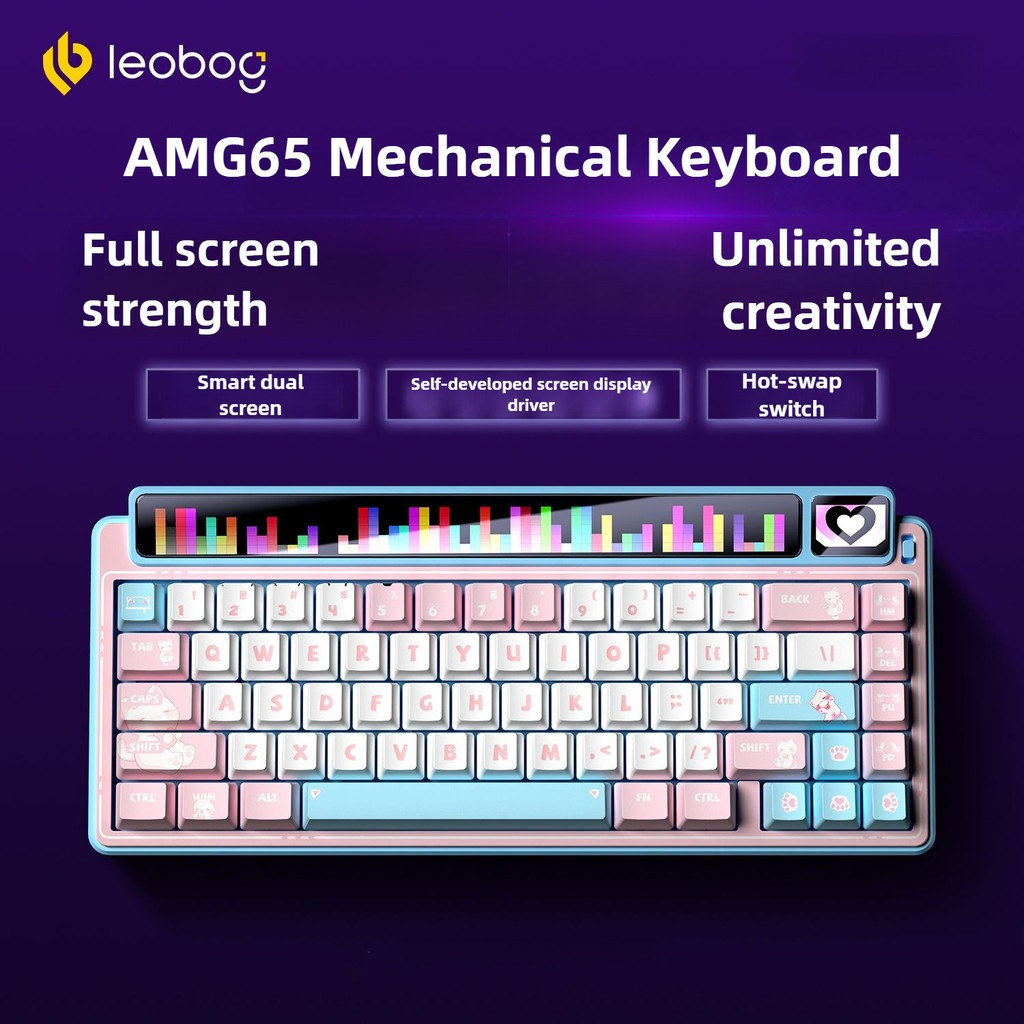 LEOBOG AMG65 Wired/2.4G/Bluetooth Mechanical Keyboard with Dual Screen Replaceable Gasket Structure 
