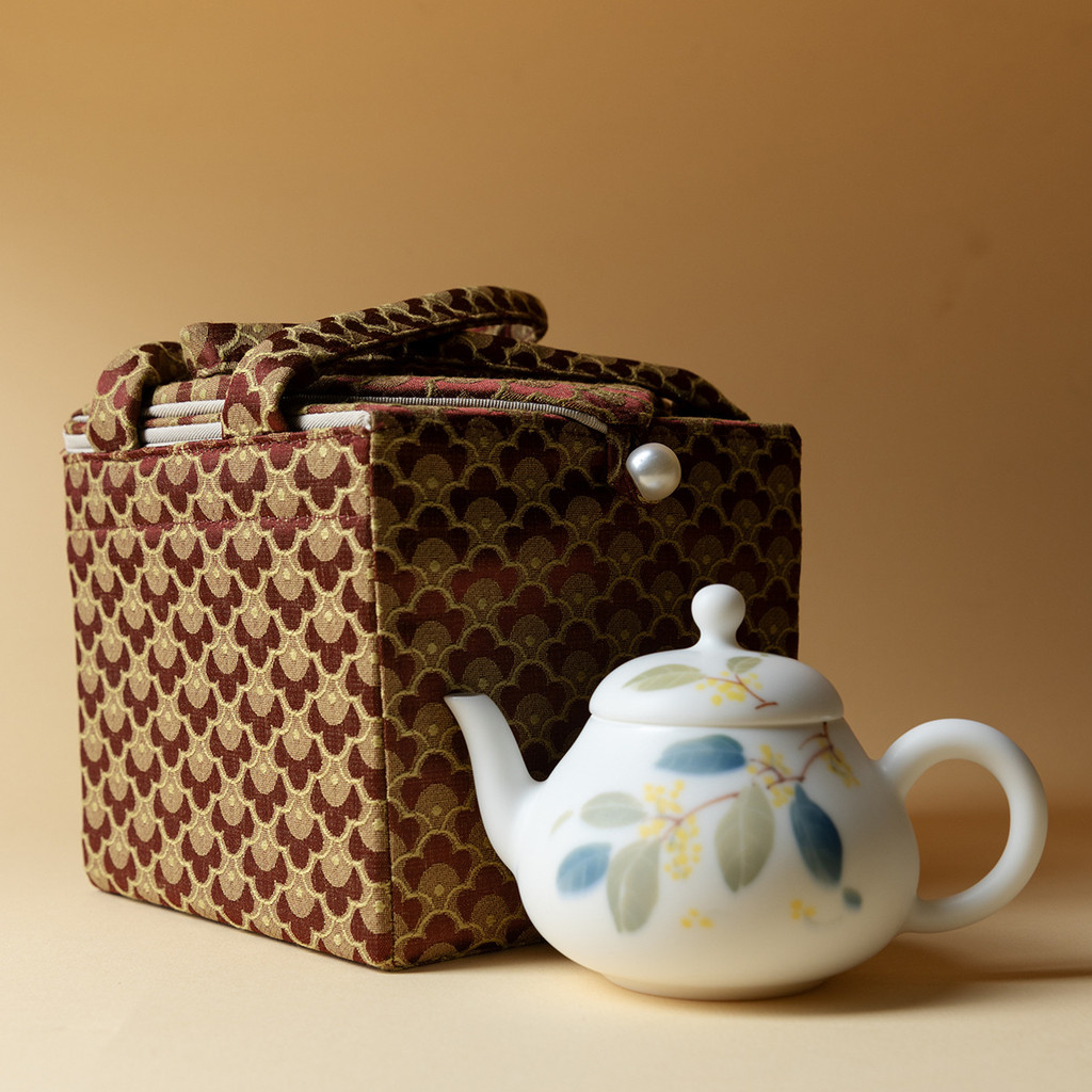 มือวาด Osmanthus เซรามิคกาน้ําชา Matte Glaze ในครัวเรือน Retro กาน้ําชาหม้อเดียว Hand-Grabbing หม้อข