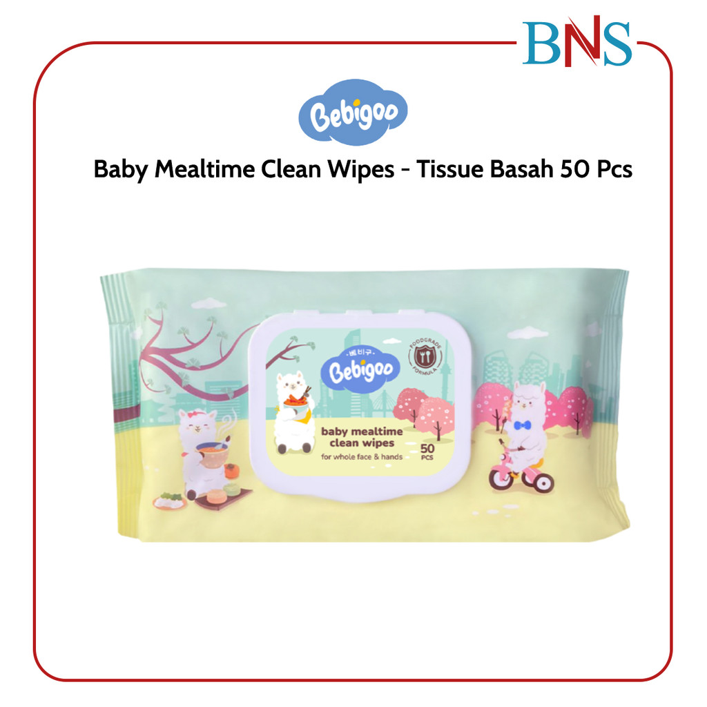Bebigoo Mealtime Clean Wet Wipes / Baby Wet Wipes - 50 แผ่น
