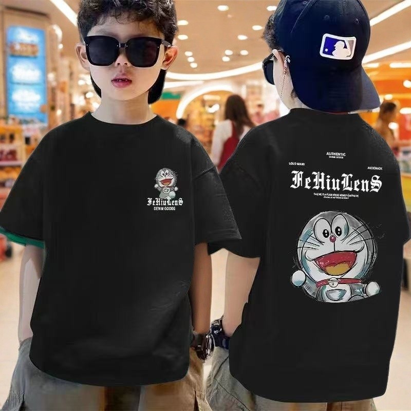 เสื้อยืดแขนสั้นสำหรับเด็กผู้ชายทำจากผ้าฝ้าย สบายเมื่อใส่ในฤดูร้อน
