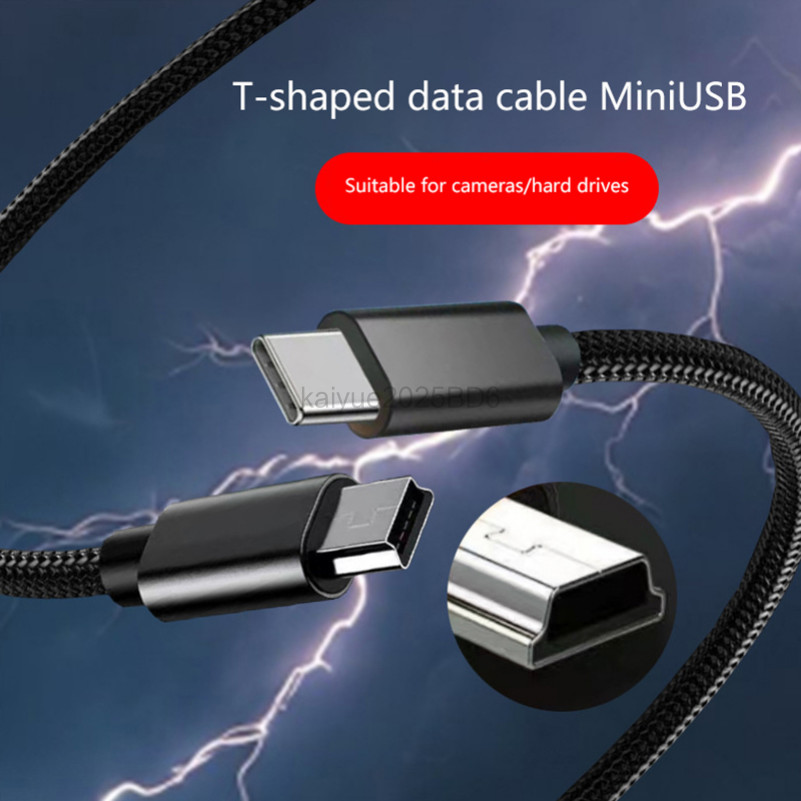 สาย USB C เป็น Mini USB ถัก USB-C ถึง Mini-USB 5 พิน OTG ชาร์จ Sync สายเคเบิลข้อมูลสําหรับ GPS,Mp4/3