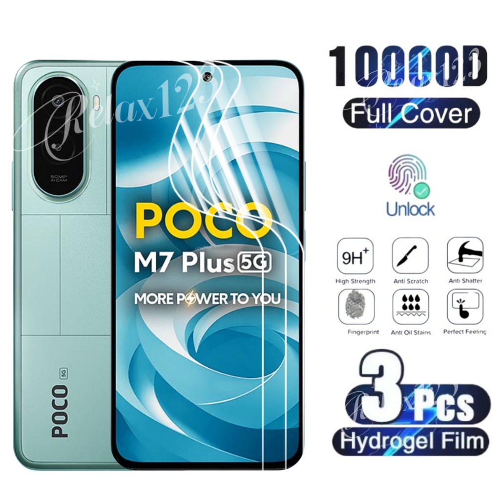 สําหรับ Poco M7 Plus 5G HD Hydrogel ฟิล์มป้องกันหน้าจอ 1/2/3 ชิ้นสําหรับ Xiaomi Poco M7 4G Poco M7Pl