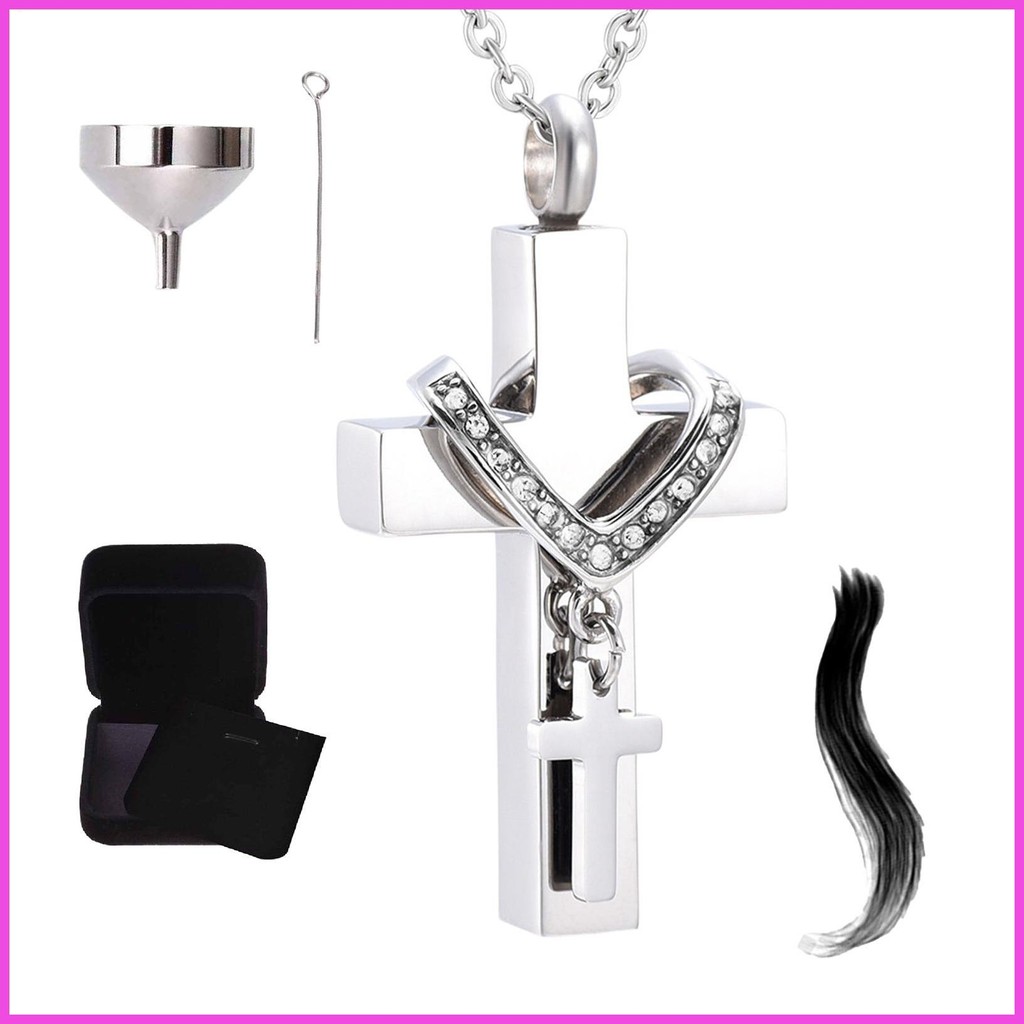 Urn สร้อยคอสําหรับขี้เถ้าแบบพกพา Ashes จี้ Aesthetic Cross Urn จี้สร้อยคอสําหรับ Travel Outdoors Hom