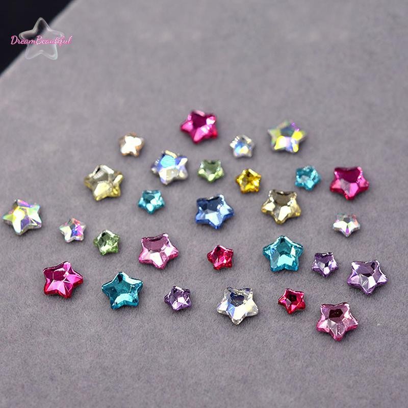 <DBFl-t> 50 ชิ้น Star 4/6 มม.Glittering แบนกลับอะคริลิคคริสตัลเล็บ Rhinestones สี 3D DIY ตกแต่งเล็บใหม่