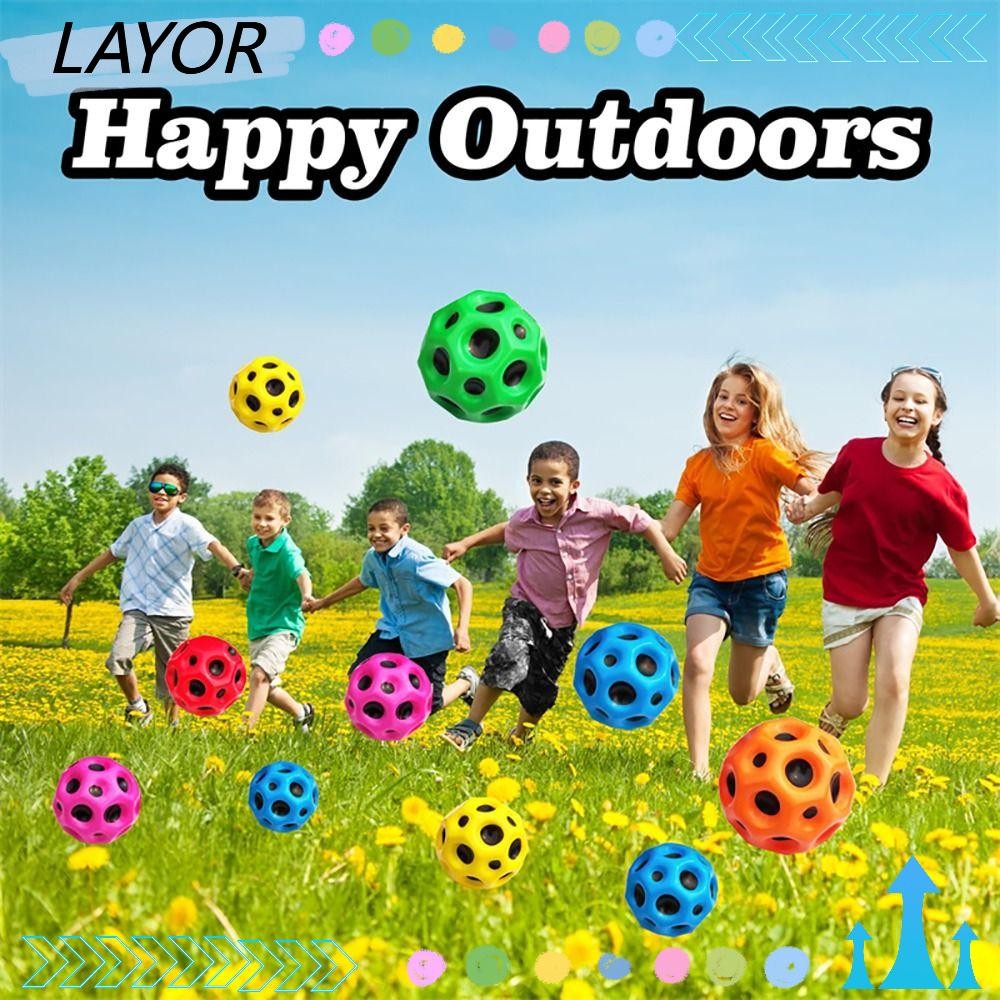 ลูกบอลของเล่น LAYOR, Ergonomic Moon Shape Bouncing Ball, PU Anti-fall มีรูพรุนเด็กบีบของเล่นนักเรียน