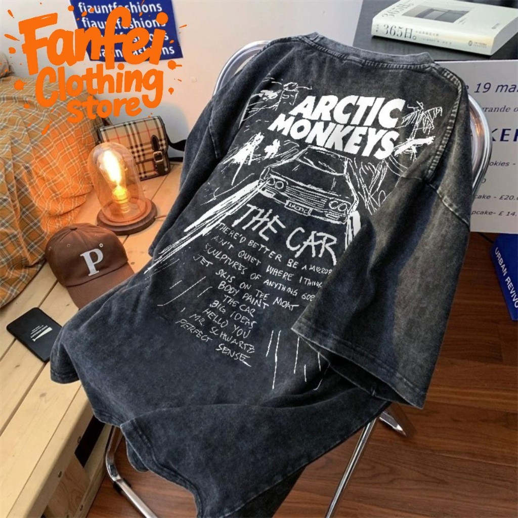 (จัดส่งตลอด 24 ชั่วโมง)Fanfei เสื้อยืด Arctic Monkeys สไตล์ร็อค "The Car" อัลบั้มพิมพ์แขนสั้นเก่า