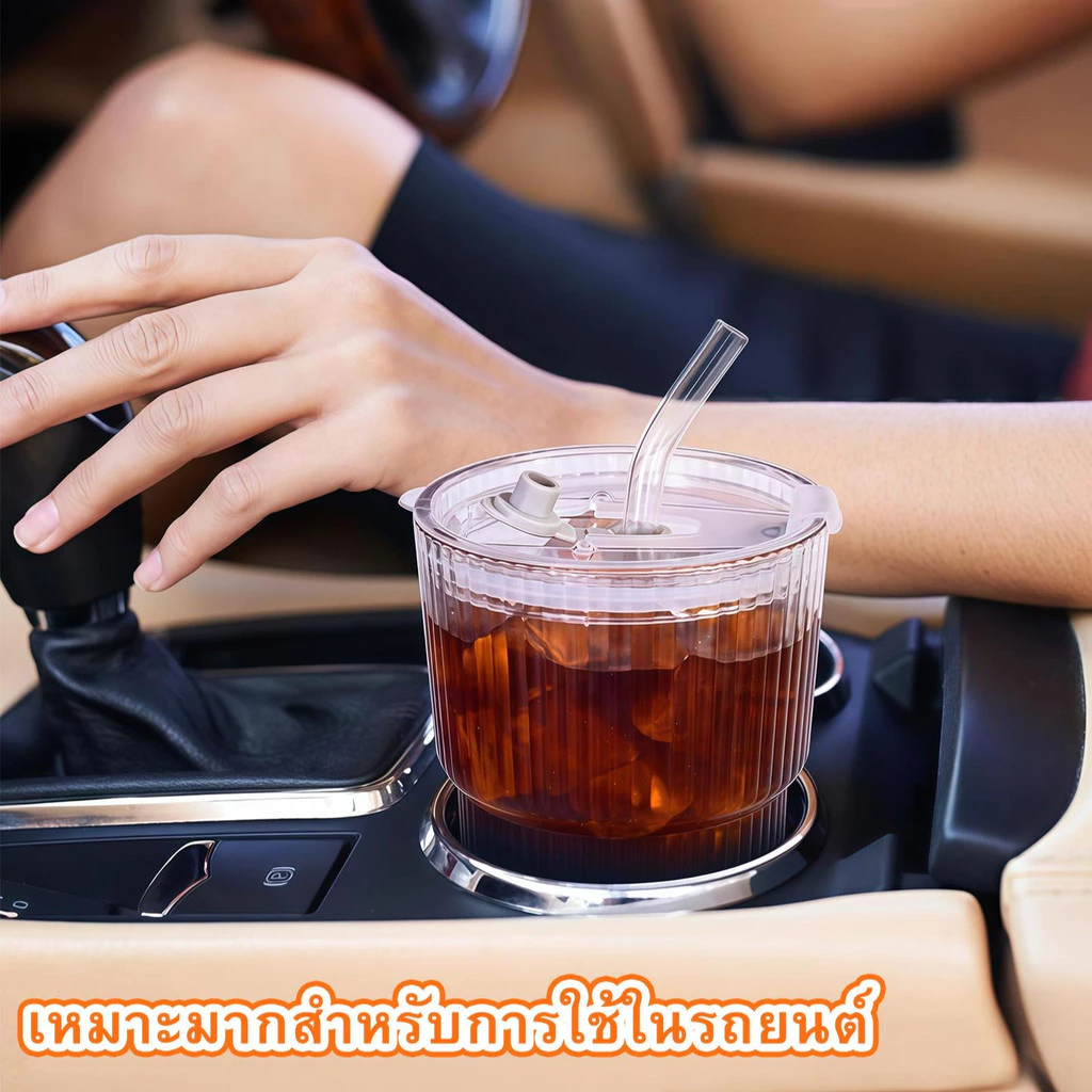 แก้วบอโรซิลิเกต มีฝาและหลอด 600ml กันรั่ว thumbnail 4