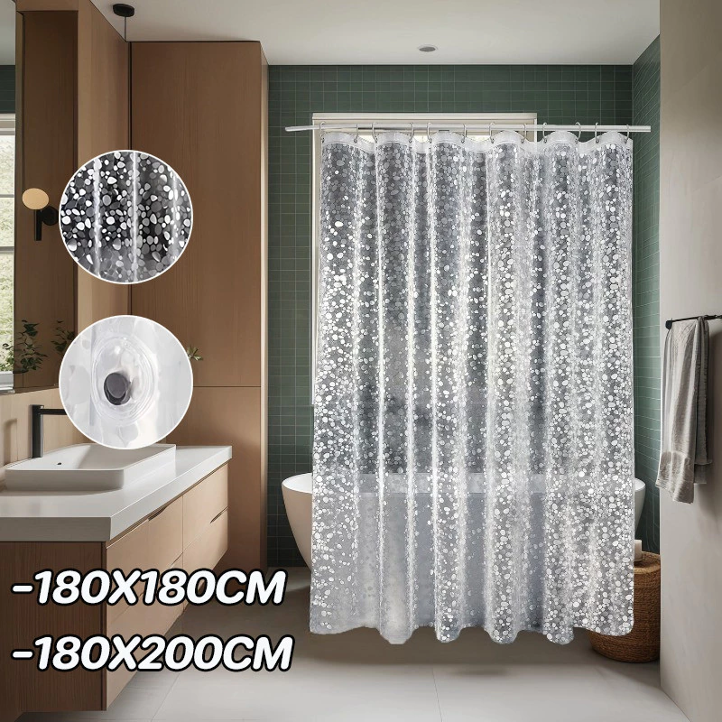 ม่านอาบน้ำ 3D 180*200cm/180*180cm วัสดุพลาสติก กันน้ำ ม่านอาบน้ำโปร่งใส ทนทาน ป้องกันโรคราน้ำค้าง