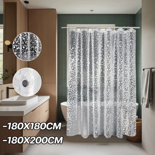 ม่านอาบน้ำ 3D 180*200cm/180*180cm วัสดุพลาสติก กันน้ำ ม่านอาบน้ำโปร่งใส ทนทาน ป้องกันโรคราน้ำค้าง