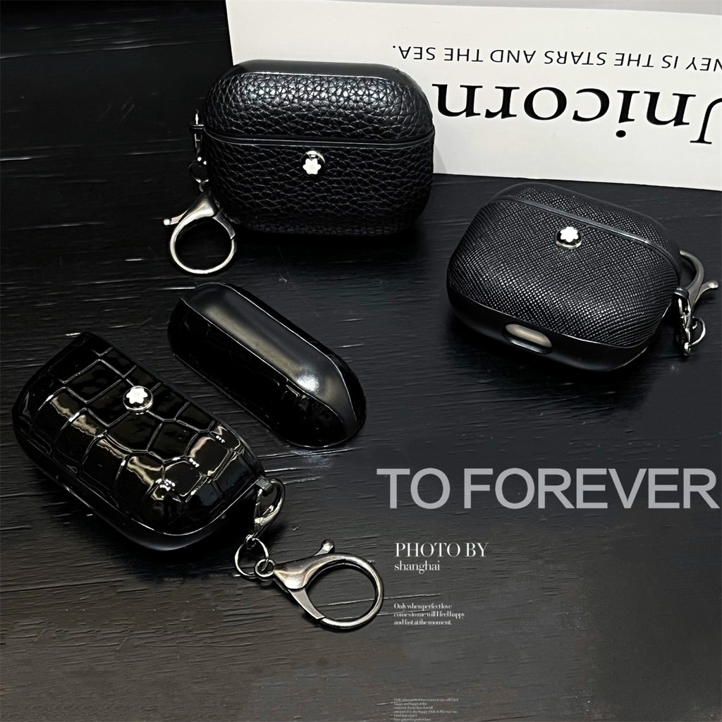 Mon Blanc หรูหราหนังนุ่มปลอกเปลือกสําหรับ AirPods 4 ANC Pro3 PRO 2 1/2/3 เคสป้องกัน