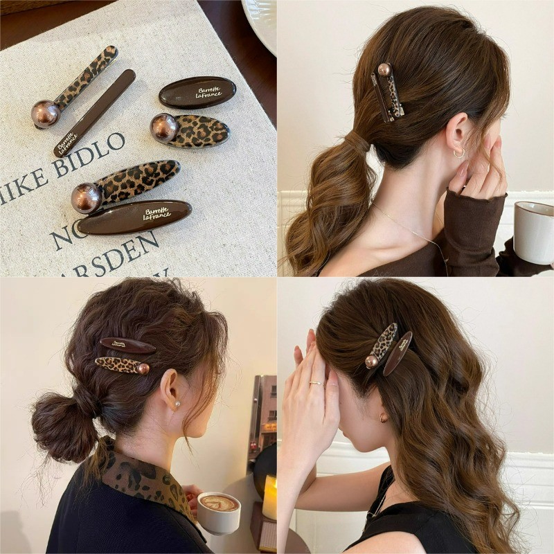 เข็มขัดผมลายเสือดาว Hairpin Barrettes อุปกรณ์เสริมทรงผมแฟชั่น