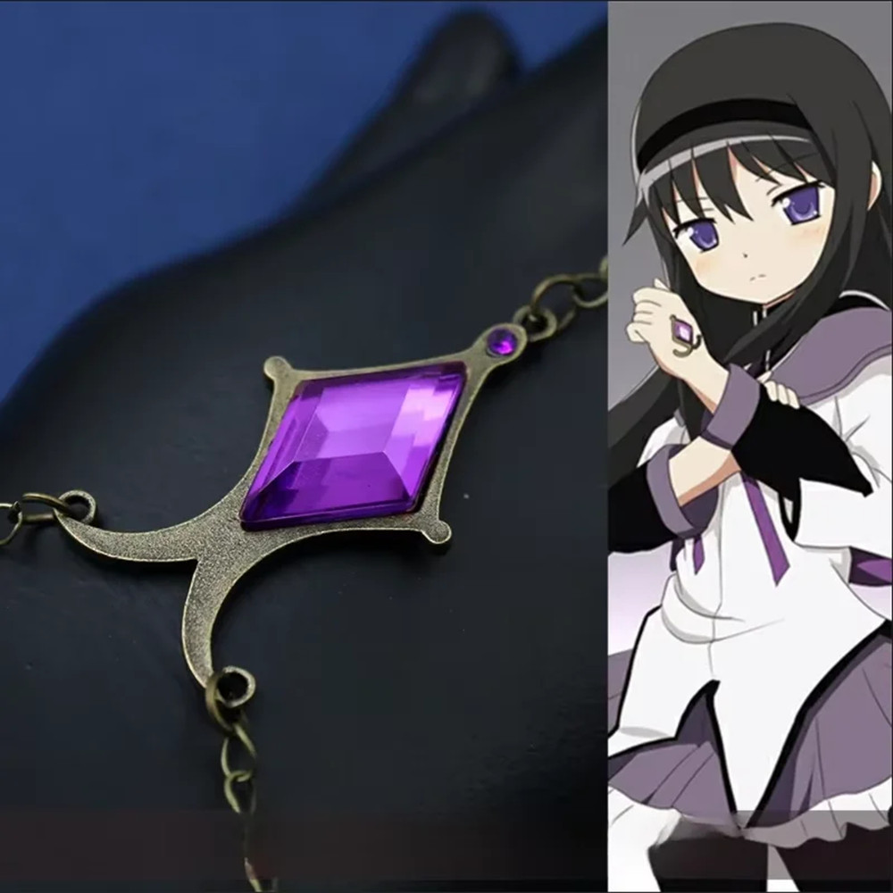 สร้อยข้อมือคอสเพลย์ Charlotte และ Akemi Homura ธีมอนิเมะ Rhombus สีม่วง สำหรับคอสเพลย์และแฟชั่นฮาโลวีน