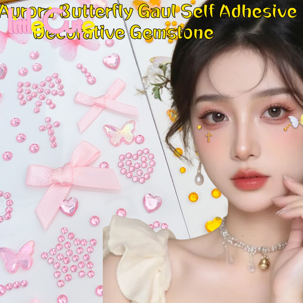 [MAKEUP]เครื่องประดับหน้าปาร์ตี้ปาร์ตี้ 1/3/5 ชิ้น | Aurora Butterfly Self-Adhesive Rhinestone สติกเกอร์สําหรับคอนเสิร์ต/เทศกาล, 5 สีตกแต่งร่างกายพร้อมแสงสะท้อน