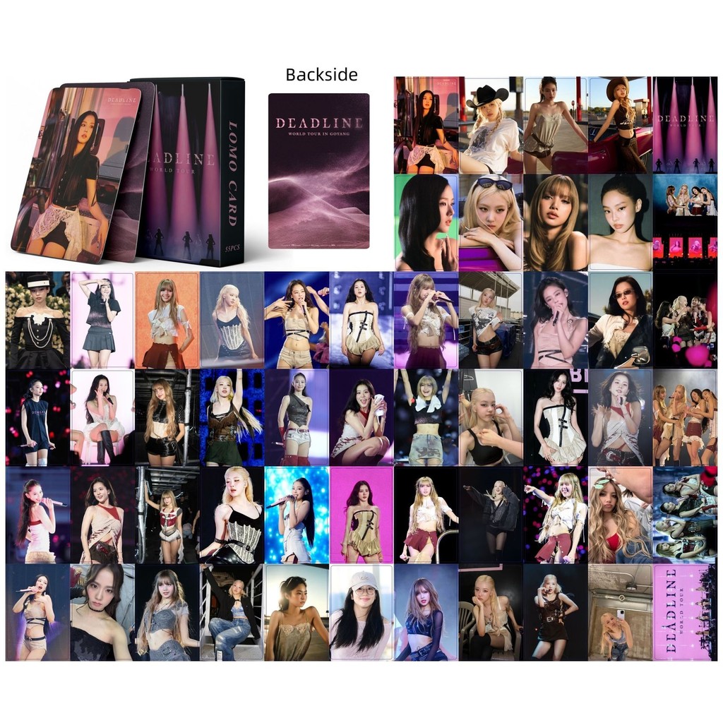 50-55pcs BP 7th Anniversary อัลบั้มเลเซอร์ Holographic Lomo การ์ด THE GIRLS World Tour BPTG Photocar