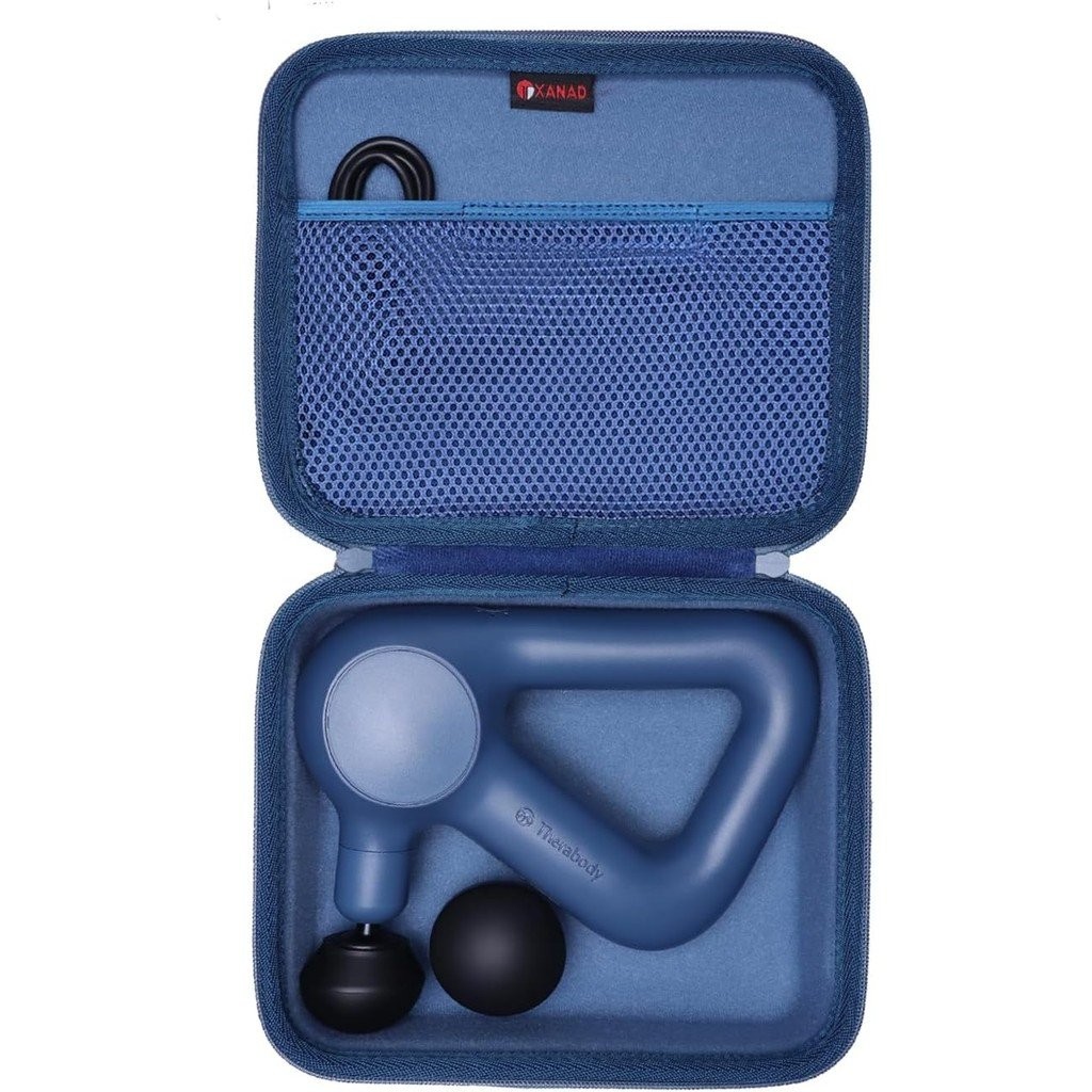 กรณีนวด XANAD เข้ากันได้กับ TheraGun บรรเทามือถือนวดกระทบ,นวดคอ/หลัง/ขา/ไหล่,สีฟ้า-ภายใน: 8.3 "x6.9 