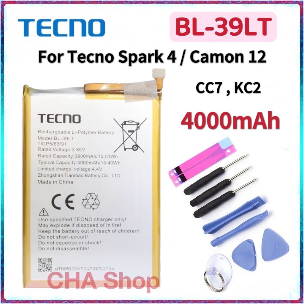 แบตเตอรี่ Tecno Spark 4 Camon 12 CC7 KC2 (BL-39LT) Original แบต Tecno Spark 4 Camon 12 CC7 KC2 batte