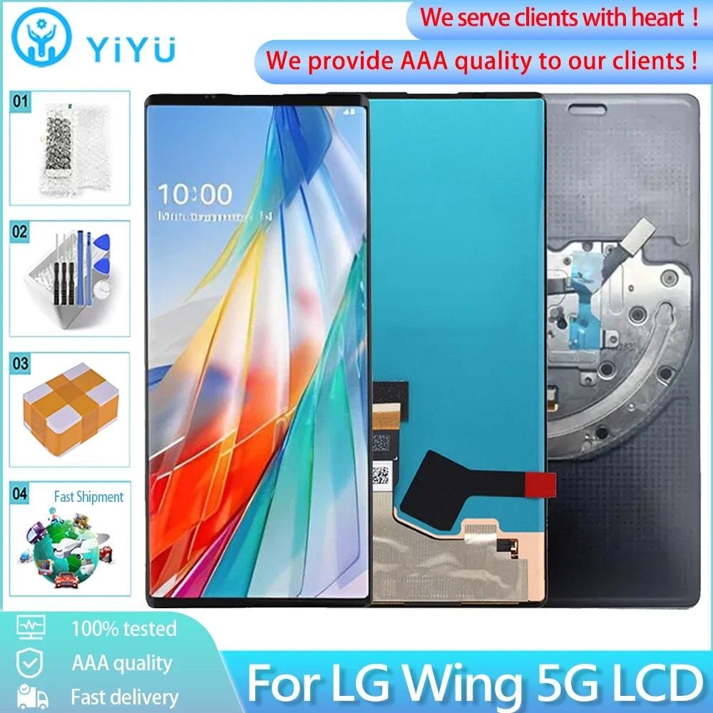 Original สําหรับ LG Wing 5G จอแสดงผล LCD หน้าจอสัมผัสสําหรับ Wing 5G LM-F100 LMF100N LM-F100N LM-F10