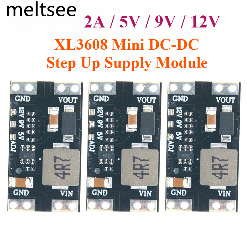XL3608 5V 9V 12V 2A Mini DC-DC Step Up Booster Switching Power Supply โมดูลสวิทช์ 2.5V-11.5V อินพุตแรงดันไฟฟ้า 2A Mini Boost Board