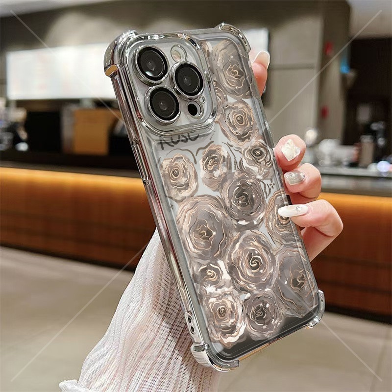 เคส VIVO V50 Lite 5G V40 Lite 5G V20 SE V29E 5G V23E V20 V25 V25E V30E V50 V50E 5G V11i S1 V21E กรณีสี่มุมโปร่งใส rose ห่อ - รูปที่ 4