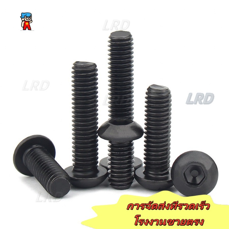 12.9 เกรด High-Strength หัวกลมหกเหลี่ยมสกรูซ็อกเก็ตหัวกระทะสกรูครึ่งวงกลมถ้วยสลักเกลียว M1.6/M2/M2.5